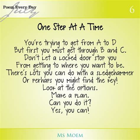 One Step At A Time Poem Dailypoemproject Ms Moem Poems Life