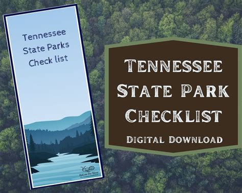 Tennessee State Parks Checklist Printable Checklist State Etsy In
