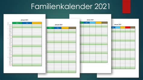 Einzig an den tagen+datum für 2021 lässt sich nicht. Fammilienkalender Vorlage 2021 - Familienkalender Zum ...
