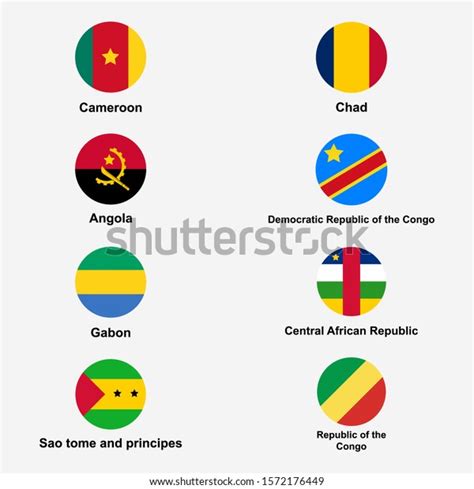 Middle African Countries Flags Icon Set Stock Vector Royalty Free