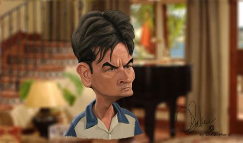 Charlie Sheencaricature By Christophers Two And A Half Men