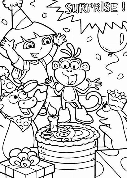 Coloring Birthday Dora Party Pages Surprise Explorer