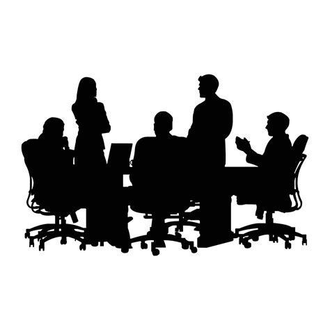 Silhouette Vector Illustration Of People Discussing In Meeting Isolated