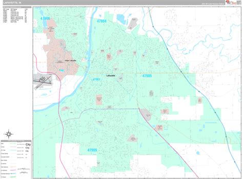 Lafayette Indiana Wall Map Premium Style By Marketmaps