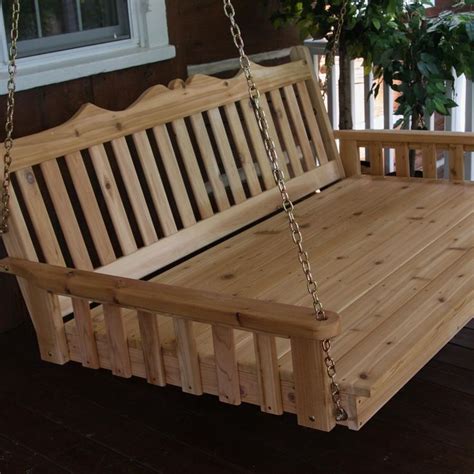 Aandl Furniture Royal English 6 Foot Cedar Outdoor Swing Bed With Cushion