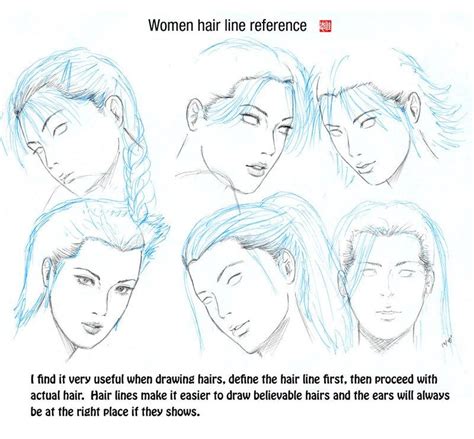 Women Hair Line Reference Comic Face How To Draw Hair Drawing