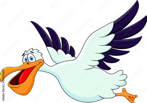 Pelican Cartoon Flying Vector De Stock Adobe Stock