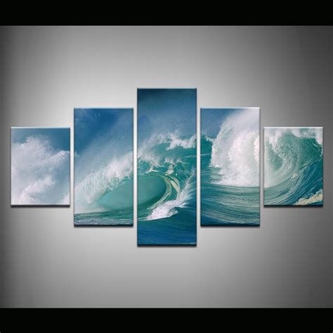 5 Piece Sea Wave Painting Large Canvas Wall Art Huge