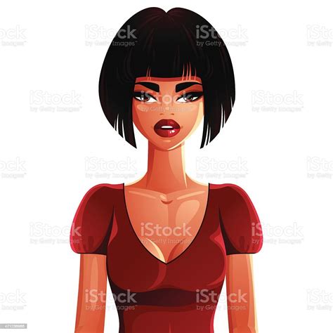 Beautiful Coquette Lady Illustration Upper Body Vector Portrait Stock Illustration Download