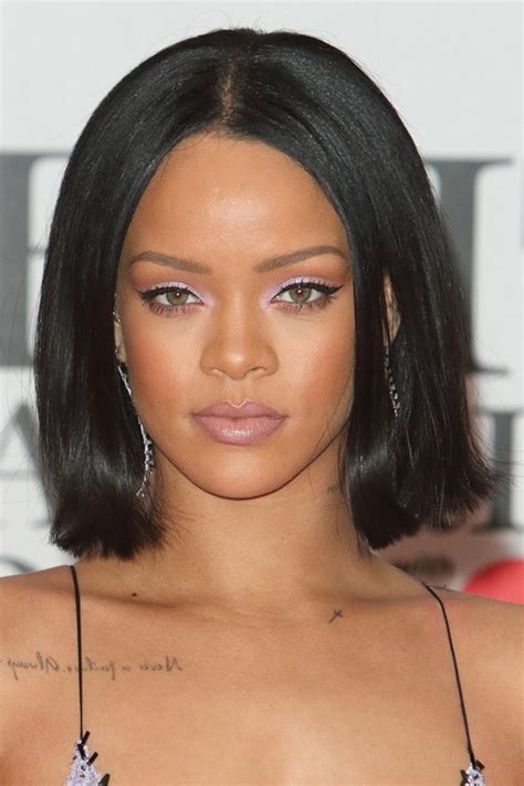 Rihanna Straight Black Blunt Cut Bob Hairstyle Steal Her Style