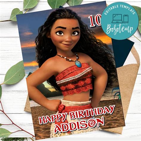 Disney Moana Birthday Card For Your Daughters Createpartylabels