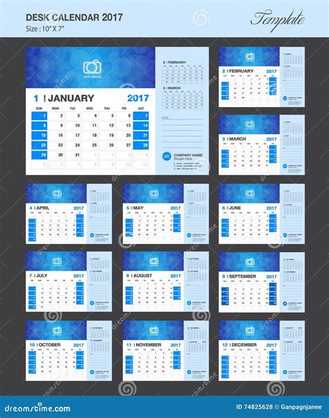 Desk Calendar For 2017 Year Vector Design Template Stock Vector