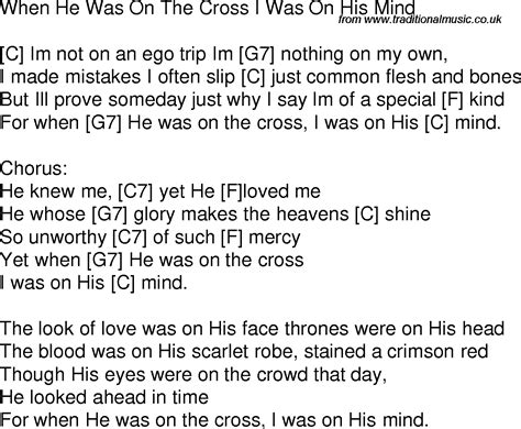 Old Time Song Lyrics With Guitar Chords For When He Was On The Cross I