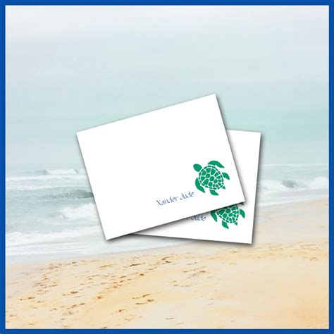 Sea Turtle Note Cards Personalized Stationery Set Of 10 Beach Sea