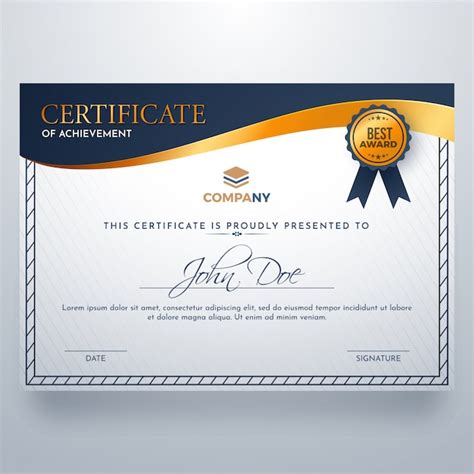 Certificate Of Achievement Award Template Premium Vector
