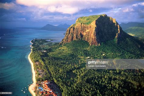 Mauritius Le Morne Brabant Aerial View High Res Stock