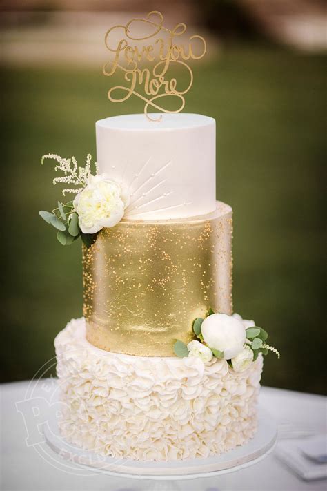 3 Tier Simple 3 Tier White And Gold Wedding Cake