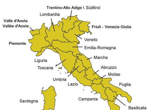 Mapa de Italia Turismo org Plano Mapa político Regiones