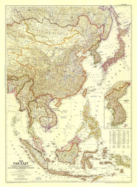 Far East Map Published 1952 National Geographic Maps