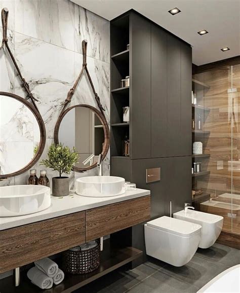 If you're crafty or handy with tools, consider refurbishing an old piece of wood from the shed and installing your shelves with steel tubing. 32 Stunning Industrial Bathroom Design Ideas | Industrial ...