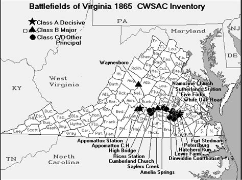 The Civil War In American Virginia 1865 Map Of Battles