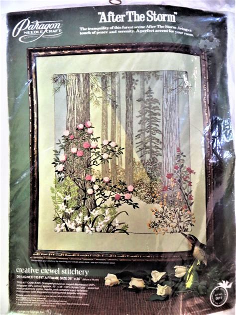 Crewel Embroidery Kit After The Storm Nature Floral Scene Vintage