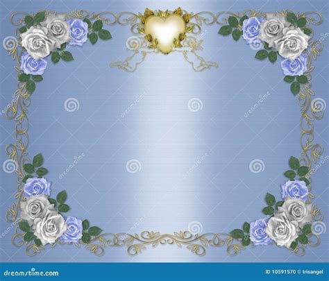 Wedding Invitation Border Blue Roses Stock Photo Image 10591570