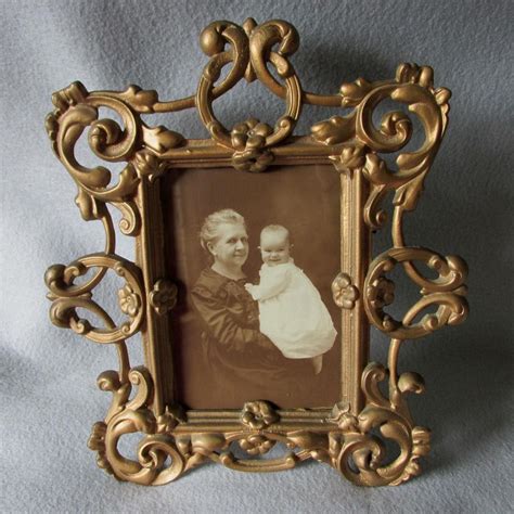 Antique Victorian Edwardian Picture Frame Cast Iron Mirror Frame