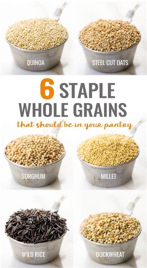 Whole grain foods can be included in any meal or snack. 6 Staple Whole Grains to Keep in Your Pantry - Simply Quinoa