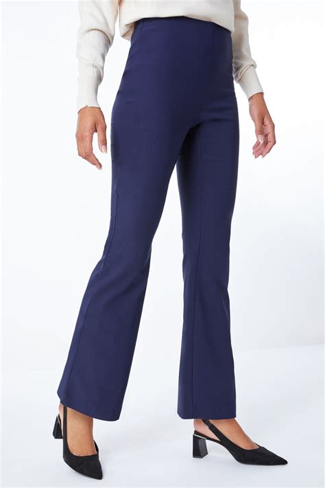 Full Length Boot Cut Stretch Trouser In Navy Roman Originals Uk