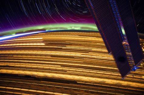 Nighttime Orbital Star Trail Depicting City Lights I Captured From