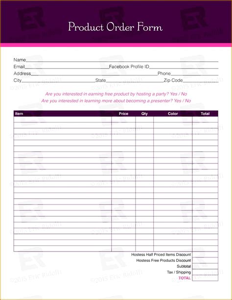product order forms fabtemplatez