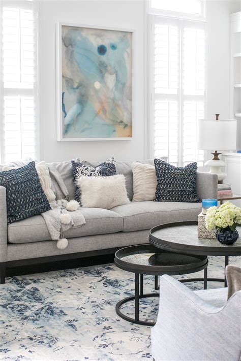 Navy Gray Cream And White Living Room Living Room Revamp With Arhaus