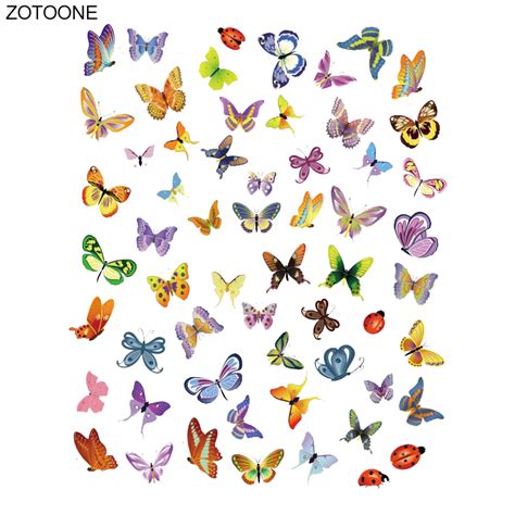 Zotoone Animal Patches Colorful Butterfly Stickers Iron On Transfers