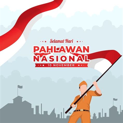 Hari Pahlawan Design De Banner Nasional Vetor Premium