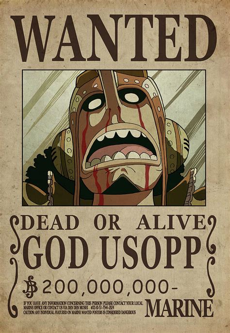 One Piece Wanted Poster USOPP Digital Art By Niklas Andersen Pixels Merch