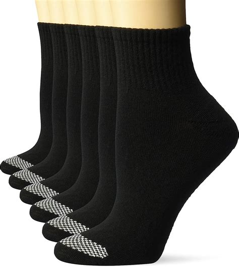 Hanes Womens Cool Comfort Toe Support Ankle Socks 6 Pair Pack Casual Sock Blackwhite Vent