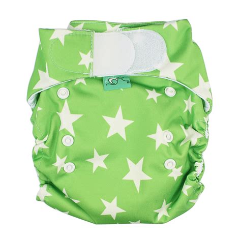 Tots Bots Easyfit All In One Cloth Diaper Green Star Babymama