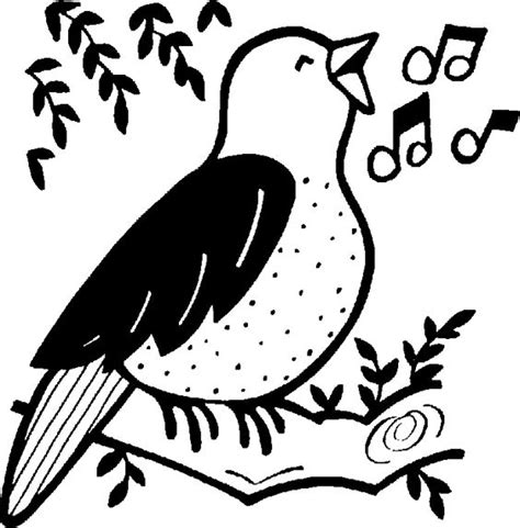 Bird Singing Black And White Clip Art Library