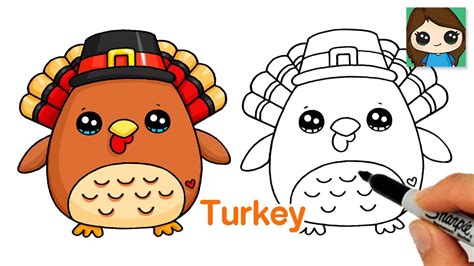 How To Draw A Turkey Easy Cute Thanksgiving Art Youtube
