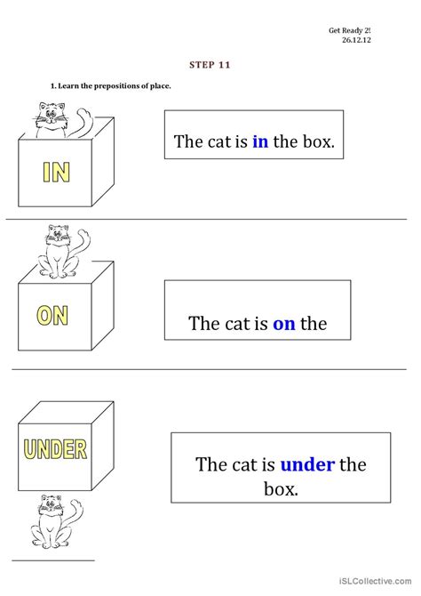 Prepositions In On Under General English Esl Worksheets Pdf And Doc