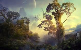 Forest Planet Trees Tropical Clouds Space Bushes Sky Wallpapers