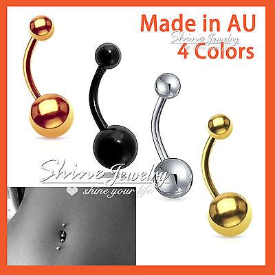 Titanium Anodised Steel Belly Button Navel Ring Double Ball Barbell Bar