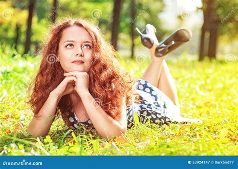 Beautiful Young Woman Lying On The Grass Stock Image Image Of Girl