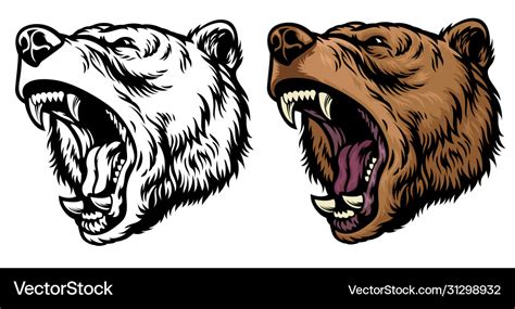 Anggry Roaring Grizzly Bear Head Royalty Free Vector Image