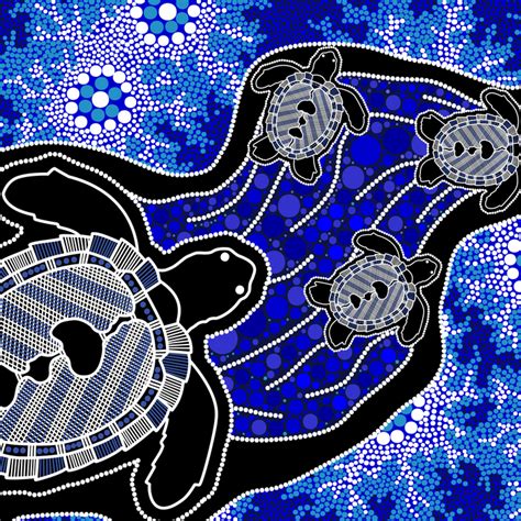 Baby Sea Turtles Aboriginal Art Pillow Sham By Hogarth Arts