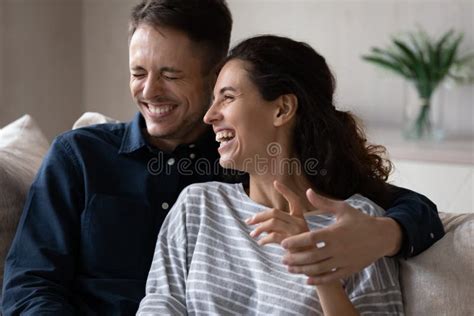 Close Up Excited Couple Laughing At Joke Having Fun Together Stock Image Image Of People