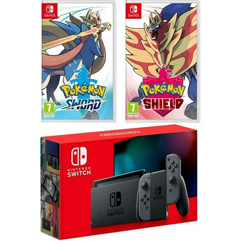 Nintendo Switch Gray Console New 2019 Version With Pokemon Sword And