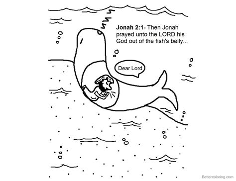 Jonah And The Whale Coloring Pages Jonah Prayed Free Printable