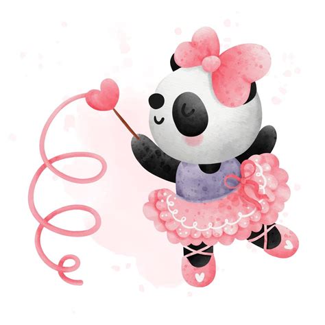Premium Vector Ballerina Panda Dancing Panda Watercolor Vector